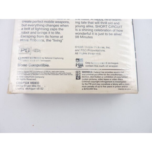 Short Circuit VHS 1986 Comedy Sci-Fi Steve Guttenberg CBS Fox Video Movie - Picture 3 of 5